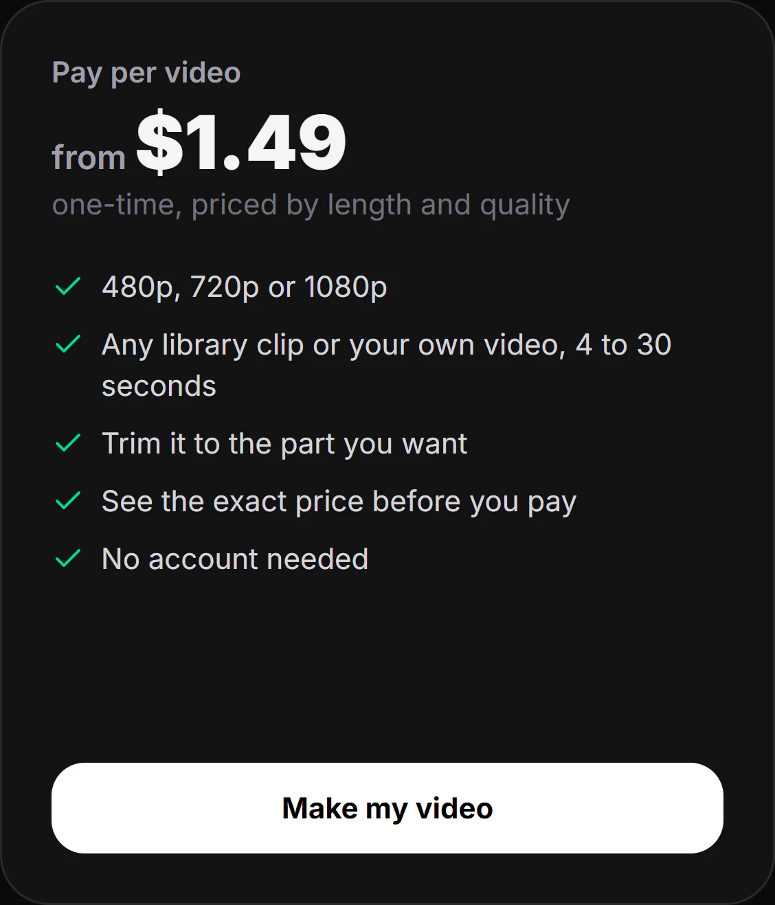 Nuno Mimic pay per video: one-time price, no account needed